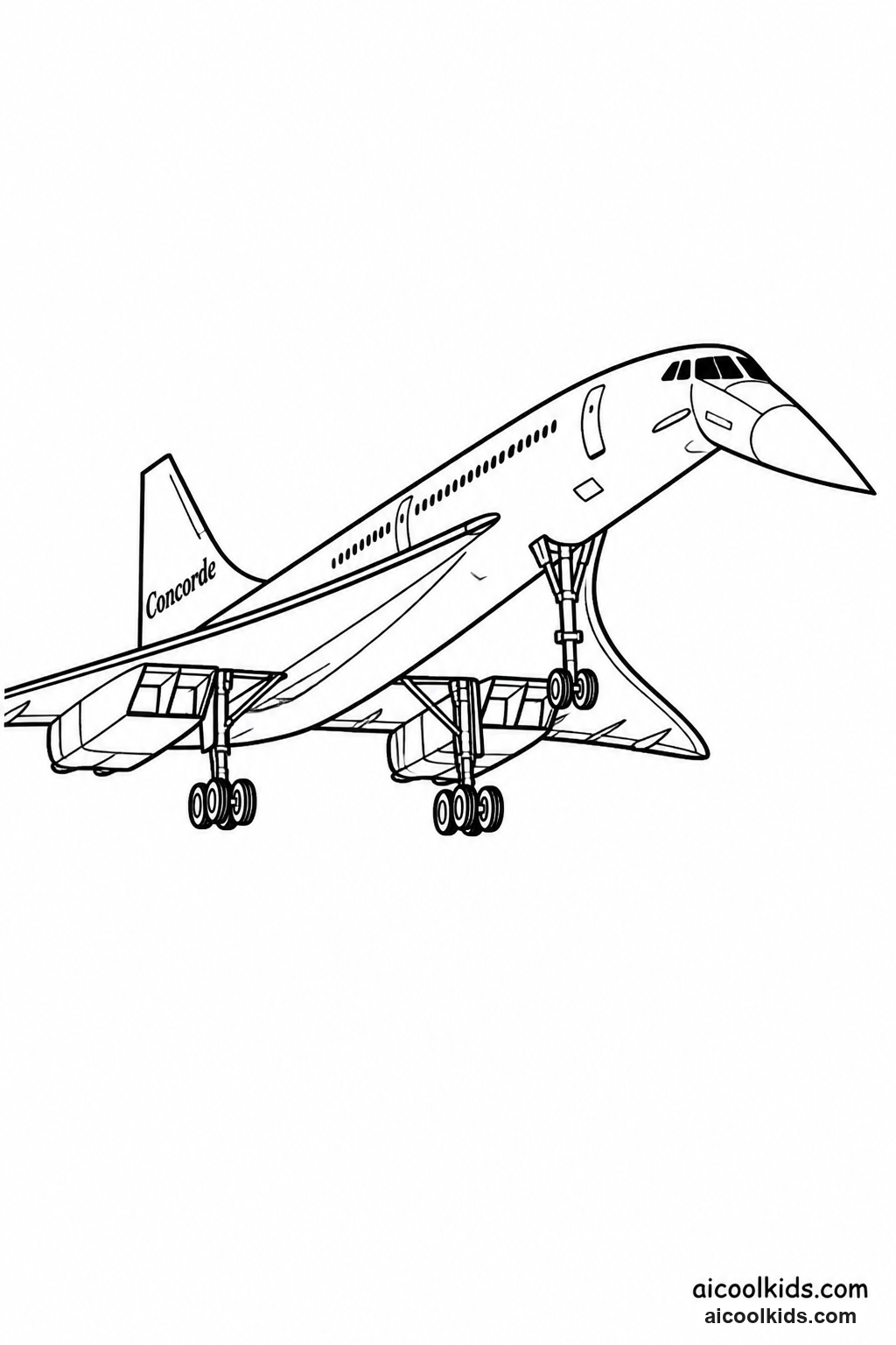 Concorde Supersonic Jet with Droop Nose free printable activity sheet