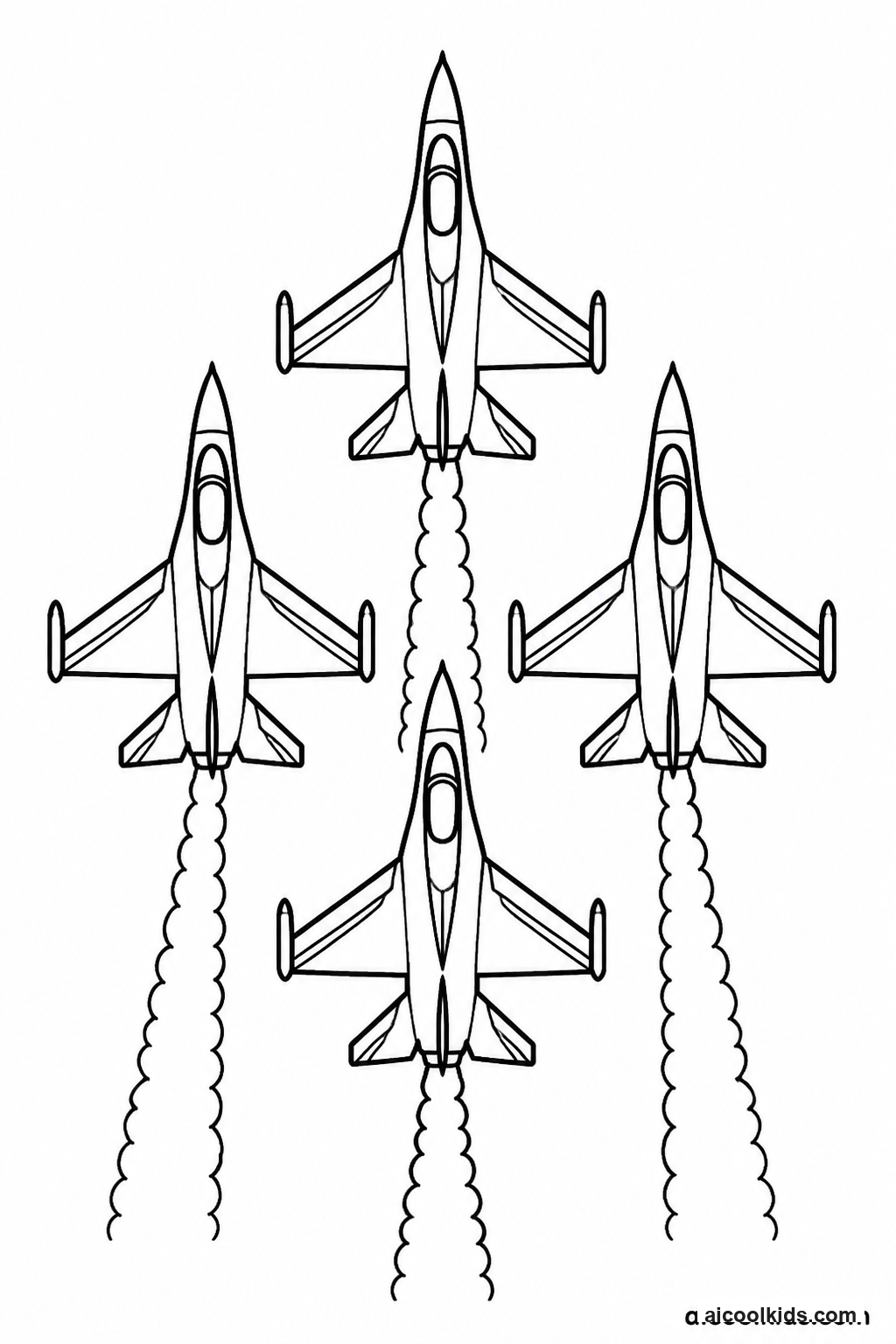Aerobatic Jet Squadron in Diamond Formation free printable activity sheet