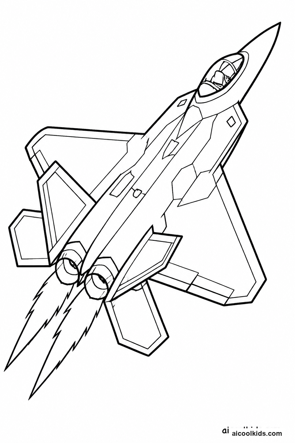Supersonic Stealth Fighter Jet in Flight free printable activity sheet