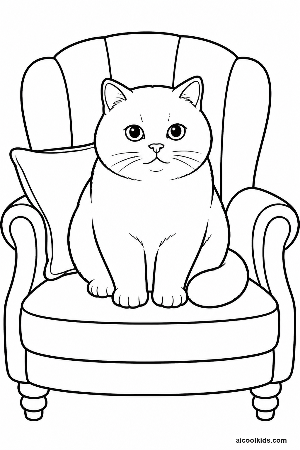 British Shorthair Cat Resting in Comfy Armchair free printable activity sheet