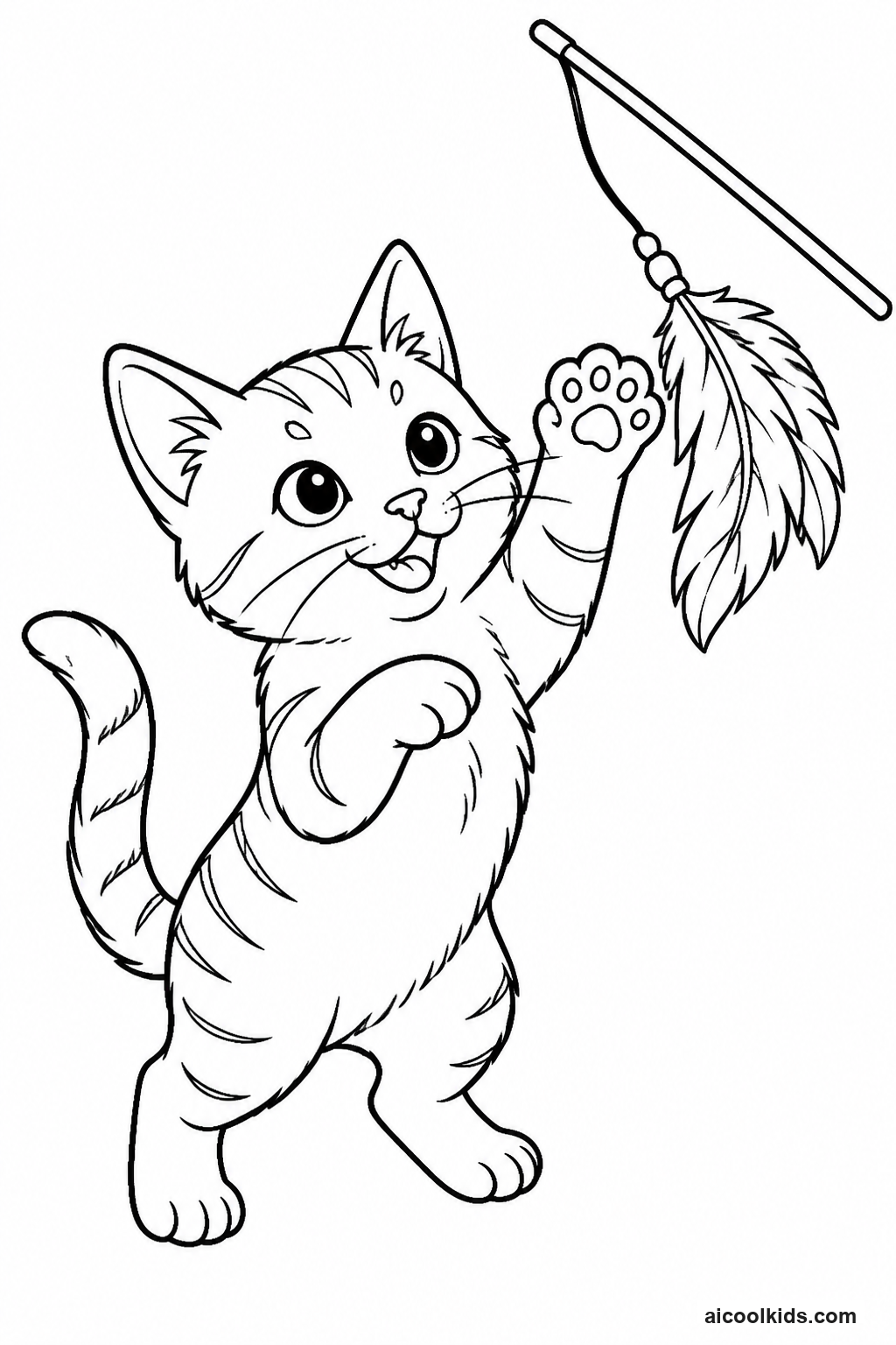 Curious Kitten Batting at Dangler Feather Toy free printable activity sheet