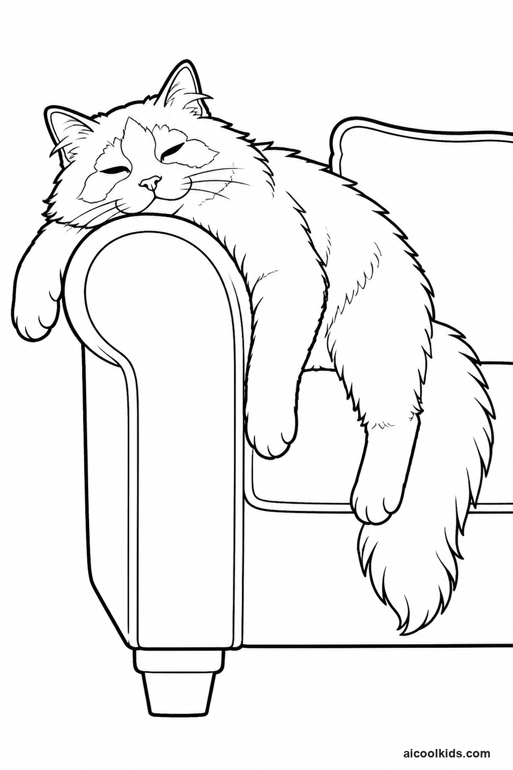 Ragdoll Cat Relaxing Limp and Happy on Sofa free printable activity sheet