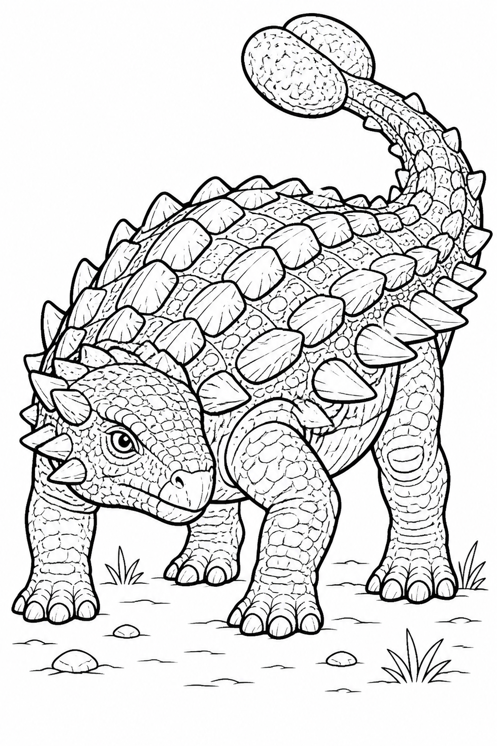 Ankylosaurus with Heavy Armored Club Tail free printable activity sheet