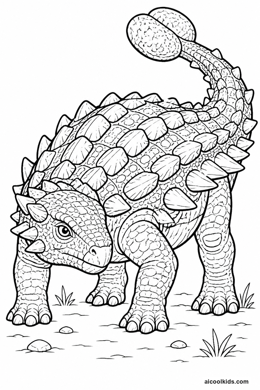 Ankylosaurus with Heavy Armored Club Tail free printable activity sheet