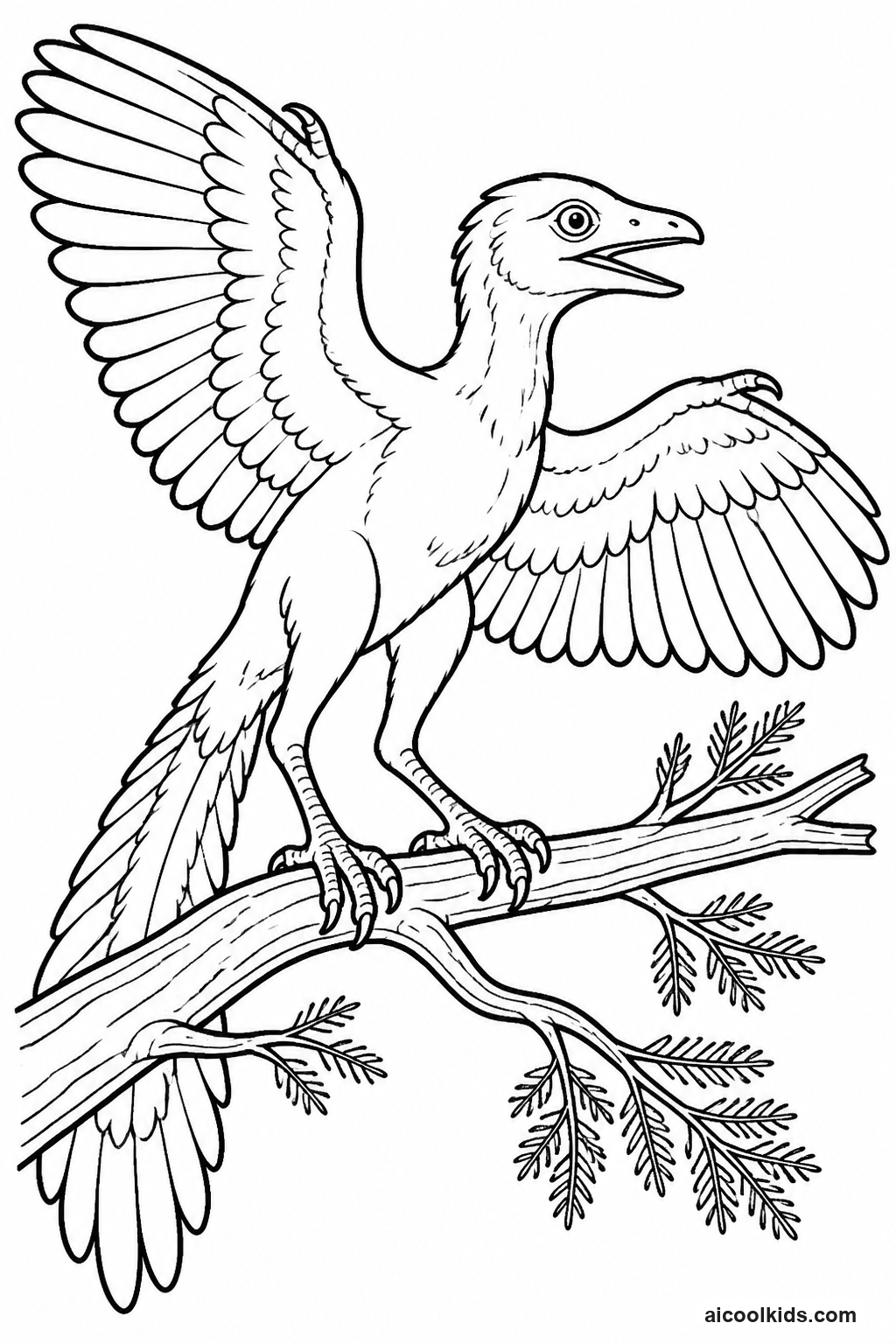 Archaeopteryx Perched on Ginkgo Tree Branch free printable activity sheet