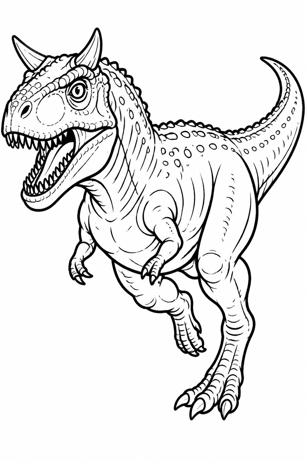 Carnotaurus with Bull Horns Running on Open Plains free printable activity sheet