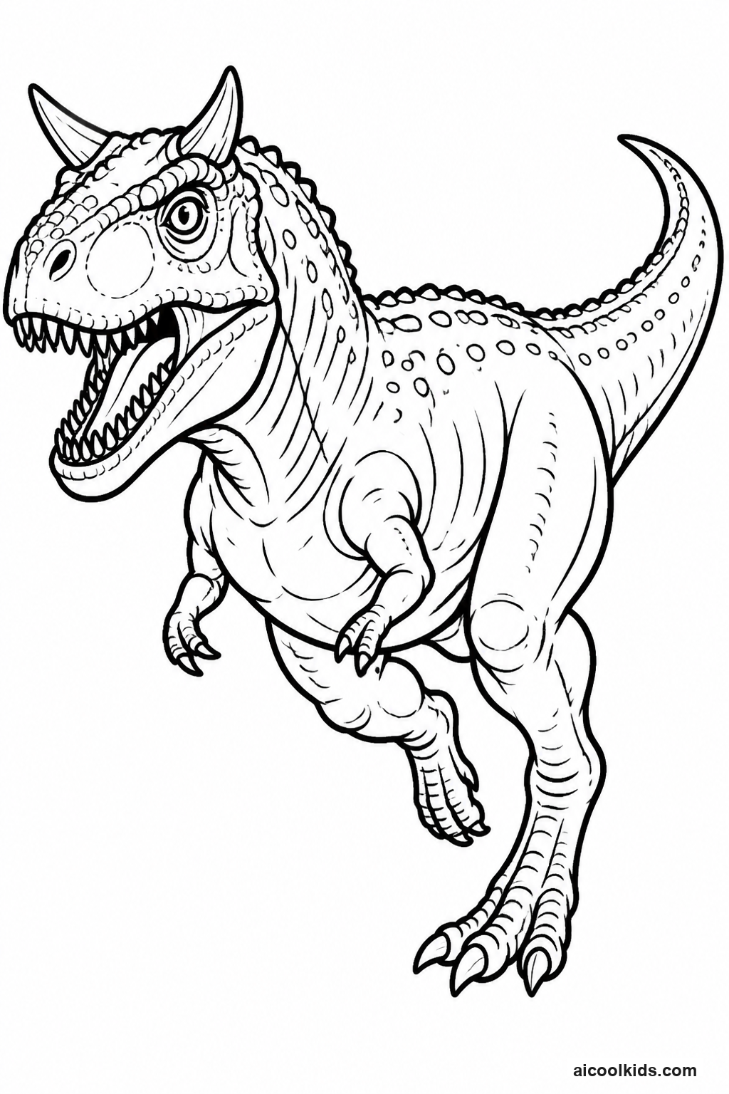 Carnotaurus with Bull Horns Running on Open Plains free printable activity sheet