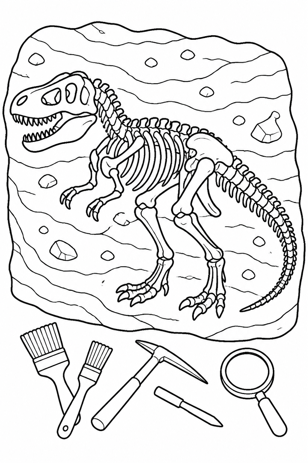 Dinosaur Fossil Skeleton Excavation in Museum Quarry free printable activity sheet
