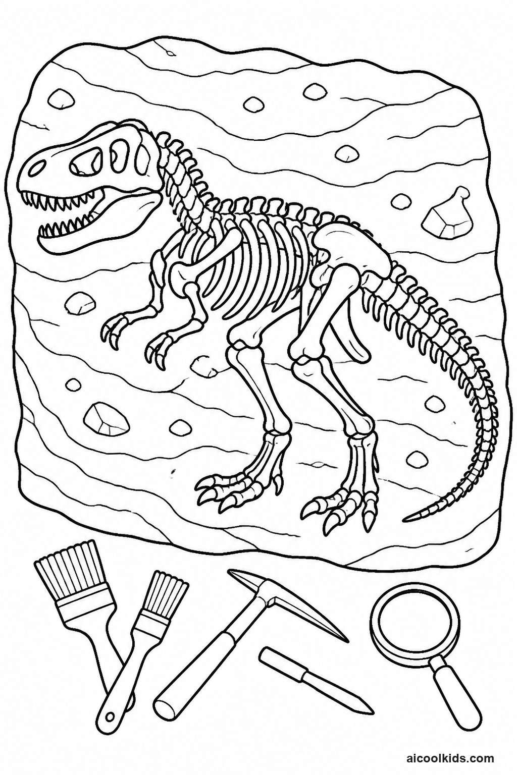 Dinosaur Fossil Skeleton Excavation in Museum Quarry free printable activity sheet