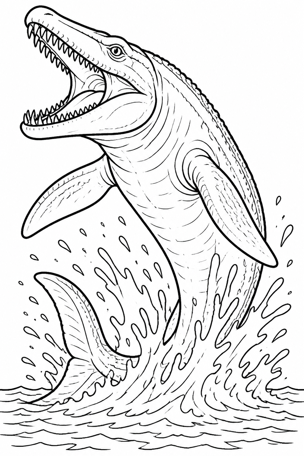 Mosasaurus Breaching with Prehistoric Fish in Sea free printable activity sheet