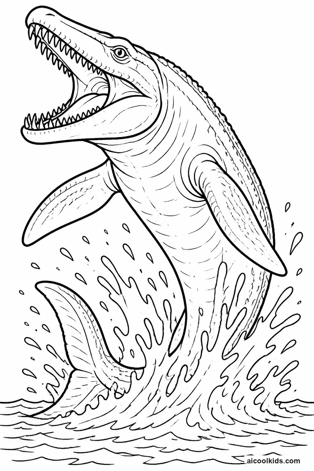 Mosasaurus Breaching with Prehistoric Fish in Sea free printable activity sheet