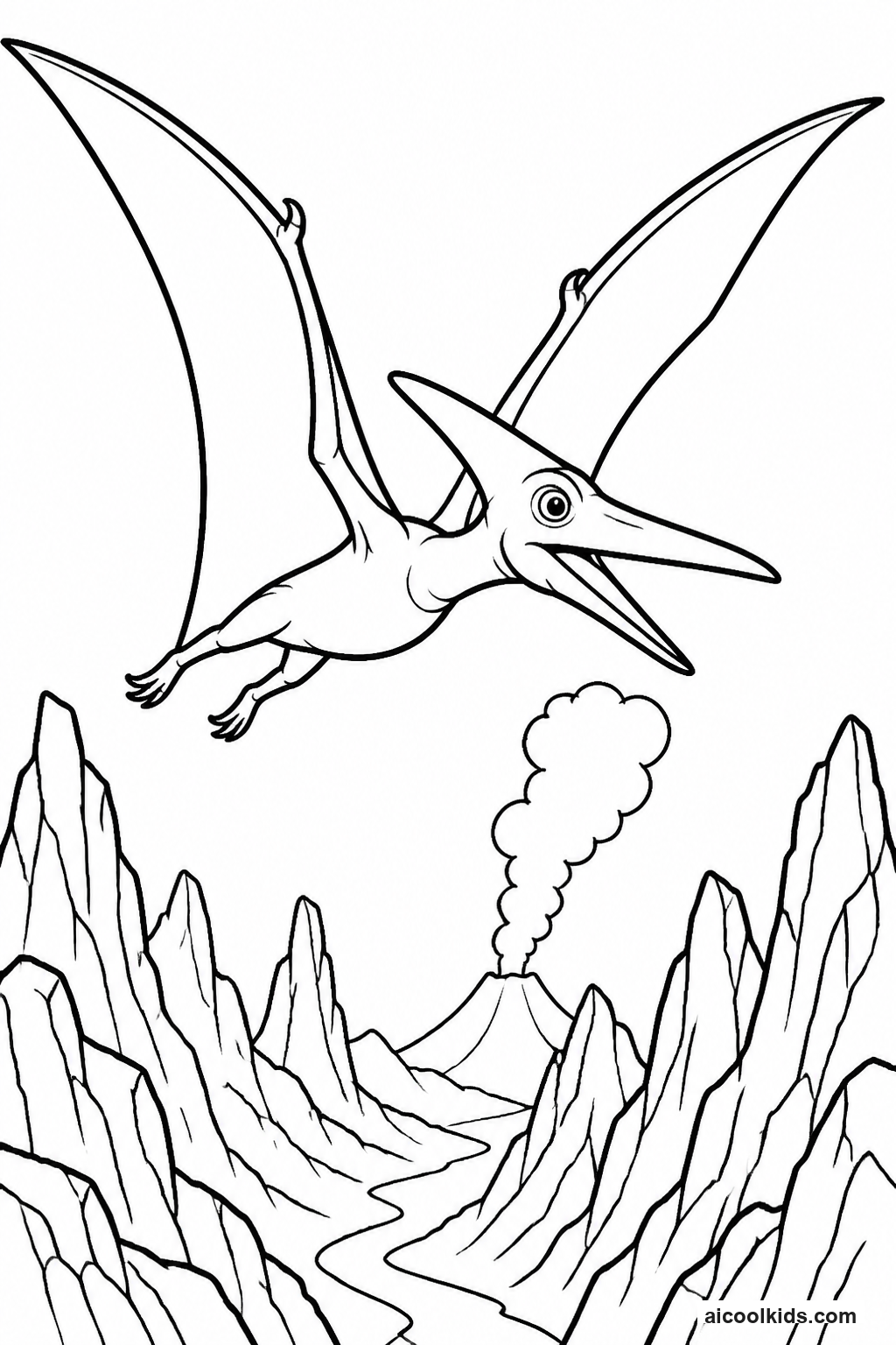 Pterodactyl Soaring Above Ancient Volcanic Canyon free printable activity sheet
