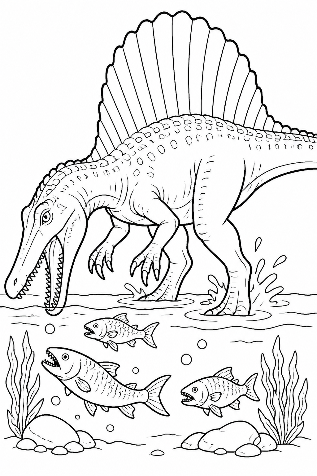 Spinosaurus Wading Along Ancient Riverbank free printable activity sheet