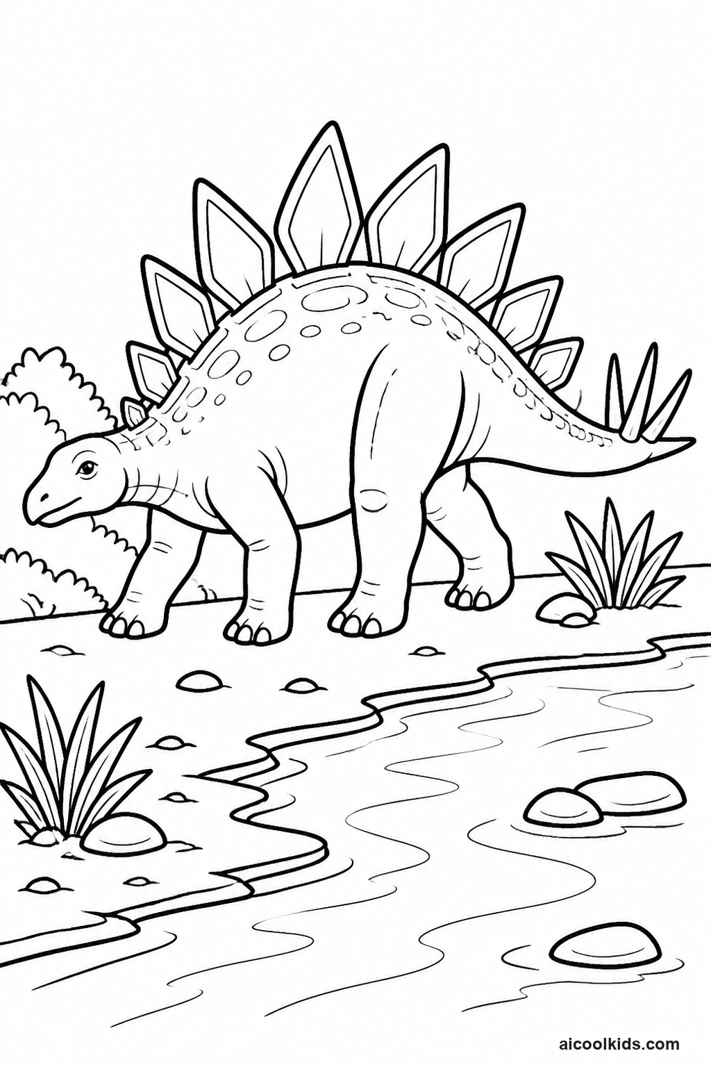 Stegosaurus with Large Back Plates and Spiked Tail free printable activity sheet