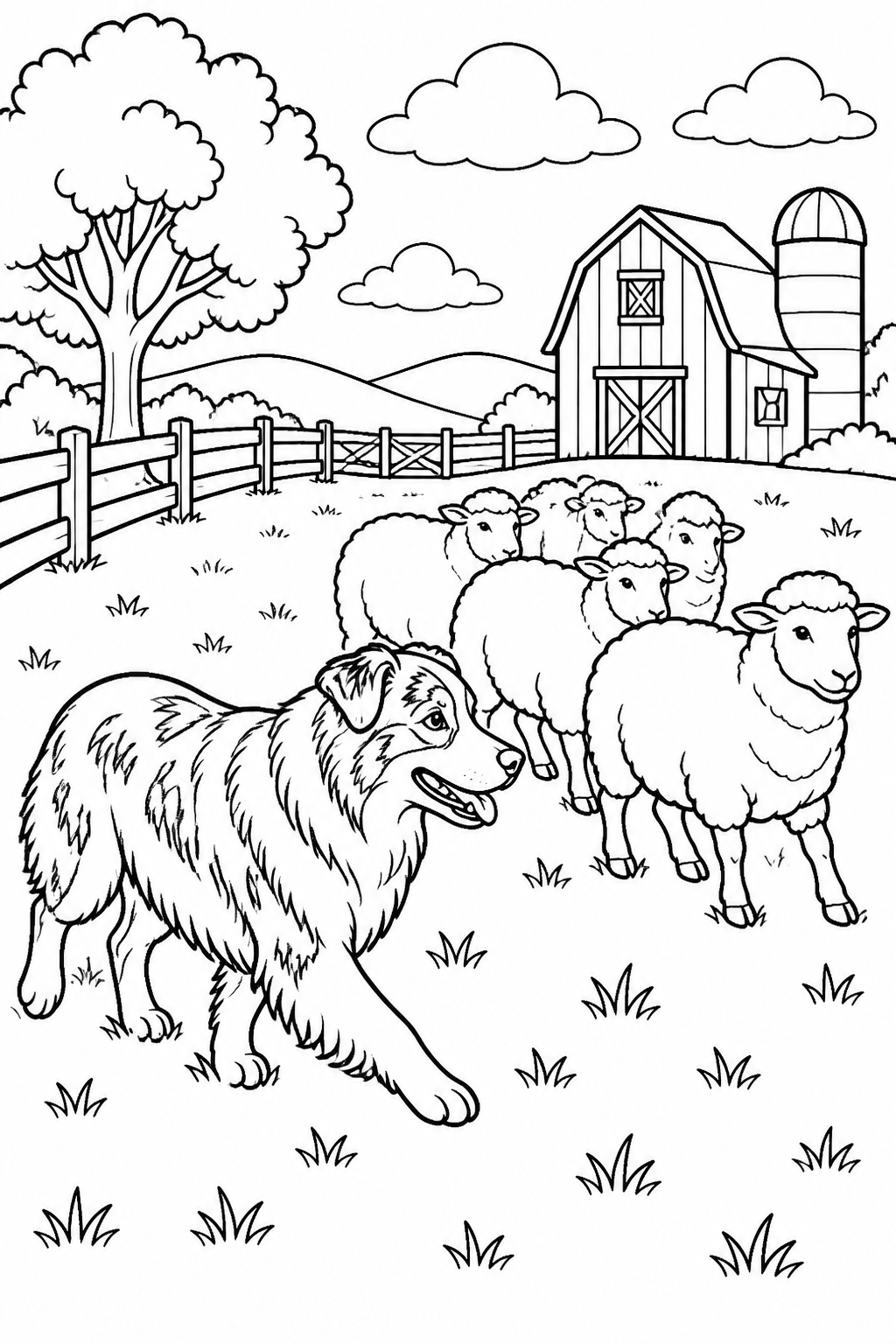 Australian Shepherd Herding Farm Sheep free printable activity sheet