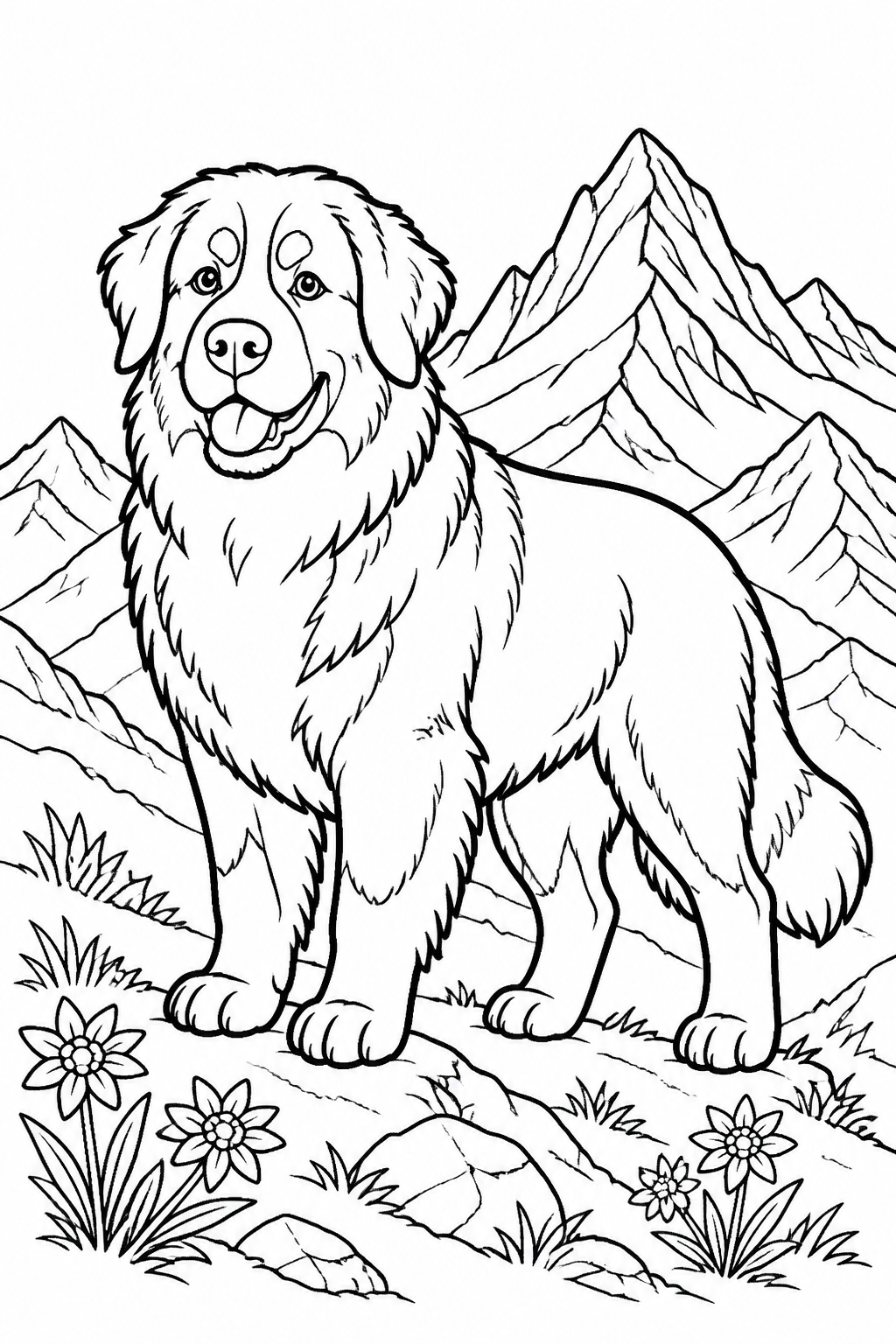 Bernese Mountain Dog in Alpine Mountain Valley free printable activity sheet