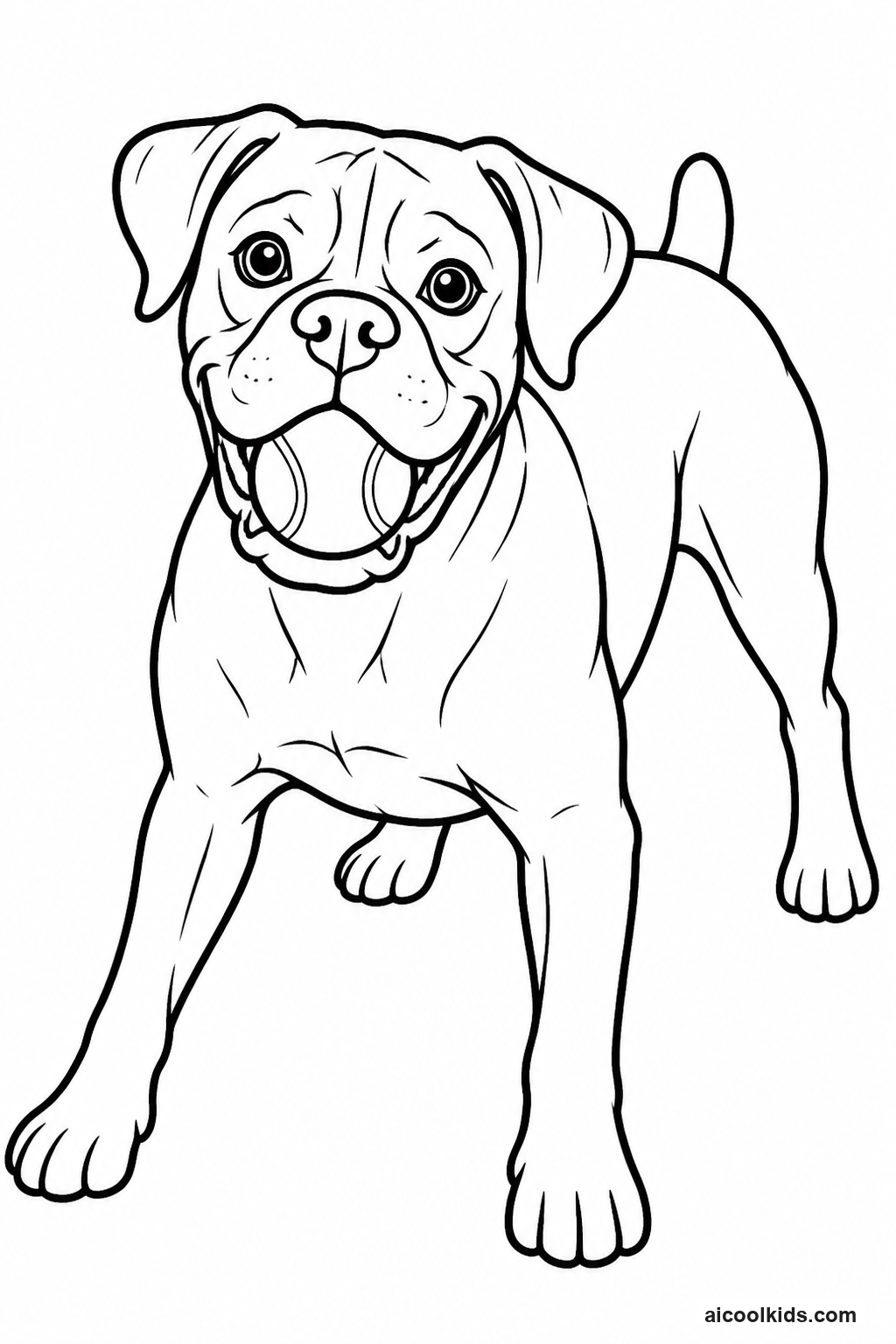 Boxer Dog Holding Tennis Ball in Mouth free printable activity sheet