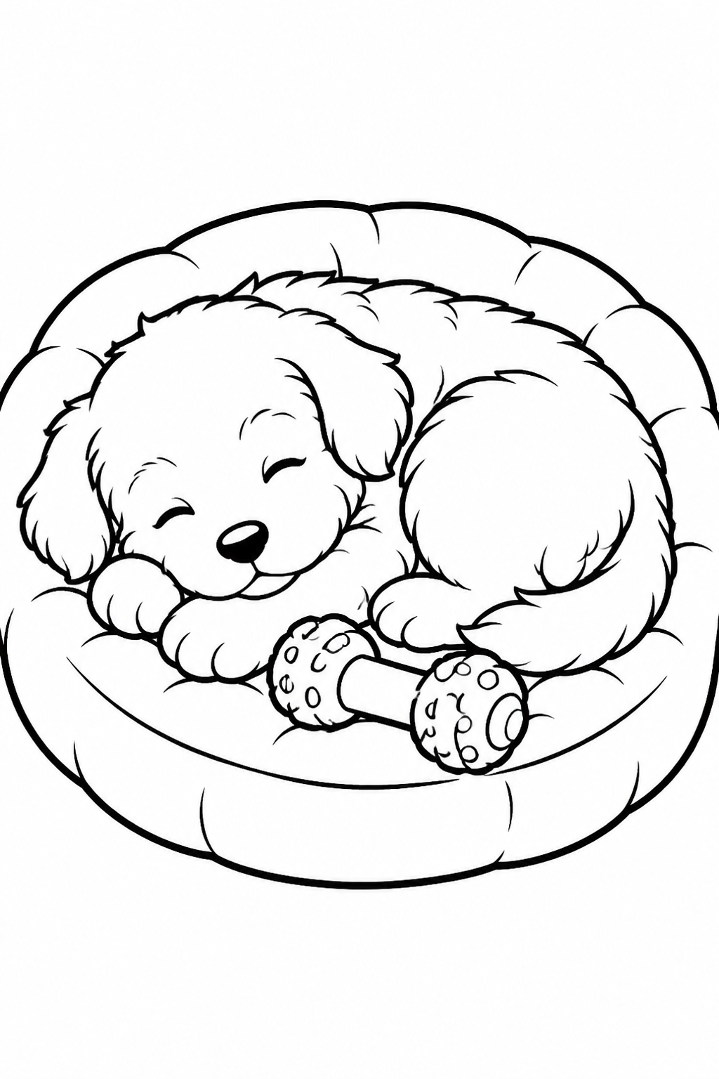 Fluffy Golden Puppy Sleeping in Cozy Dog Bed free printable activity sheet