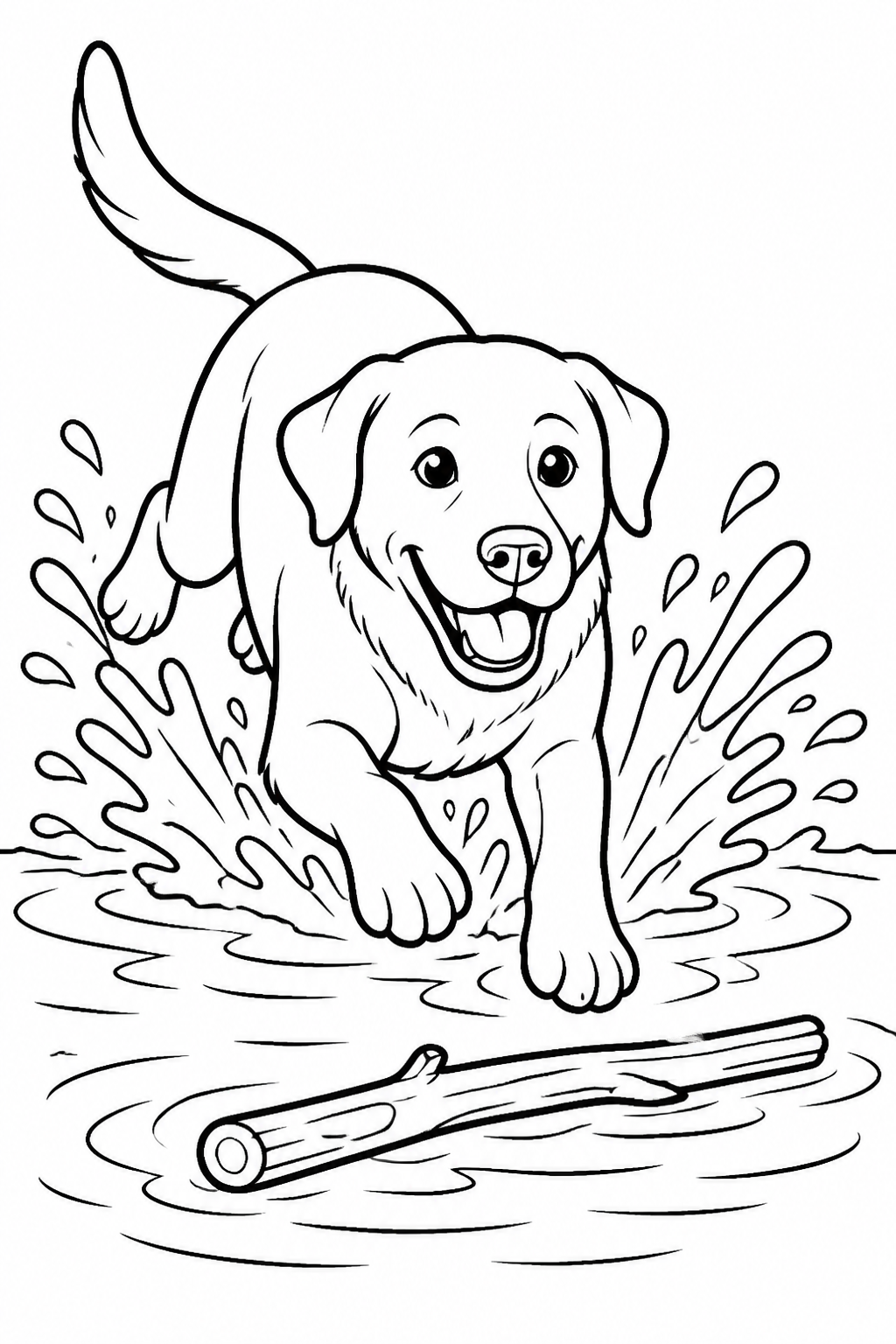 Labrador Retriever Splashing into Lake Water free printable activity sheet