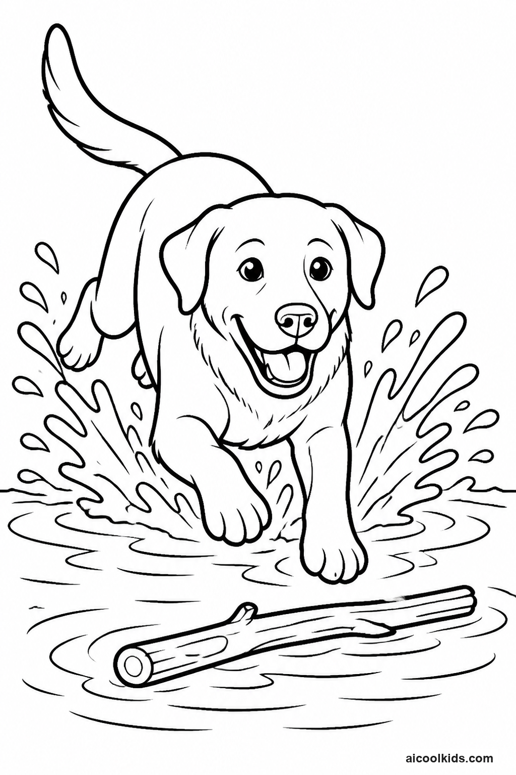 Labrador Retriever Splashing into Lake Water free printable activity sheet