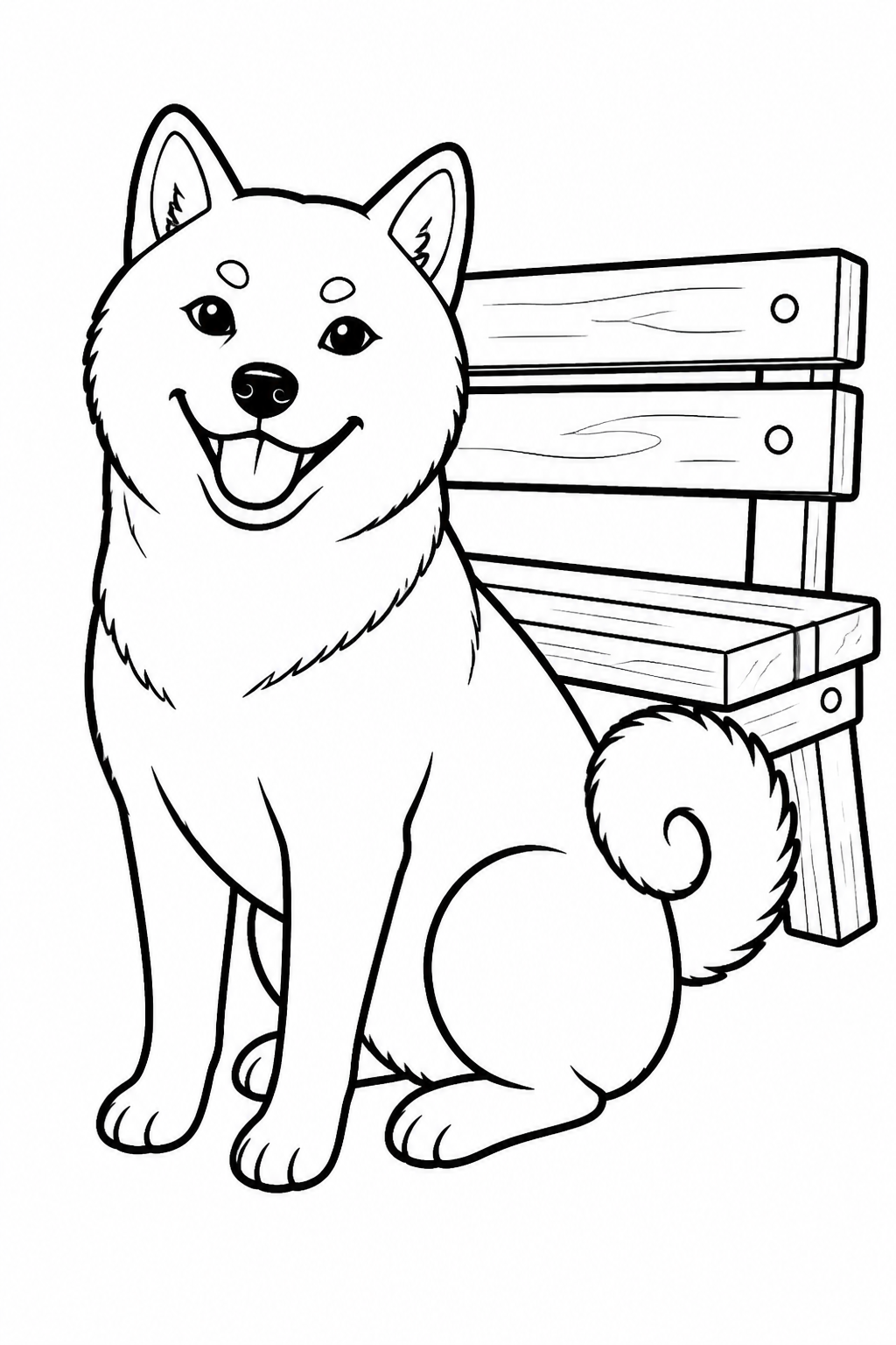 Shiba Inu Smiling with Curled Tail free printable activity sheet