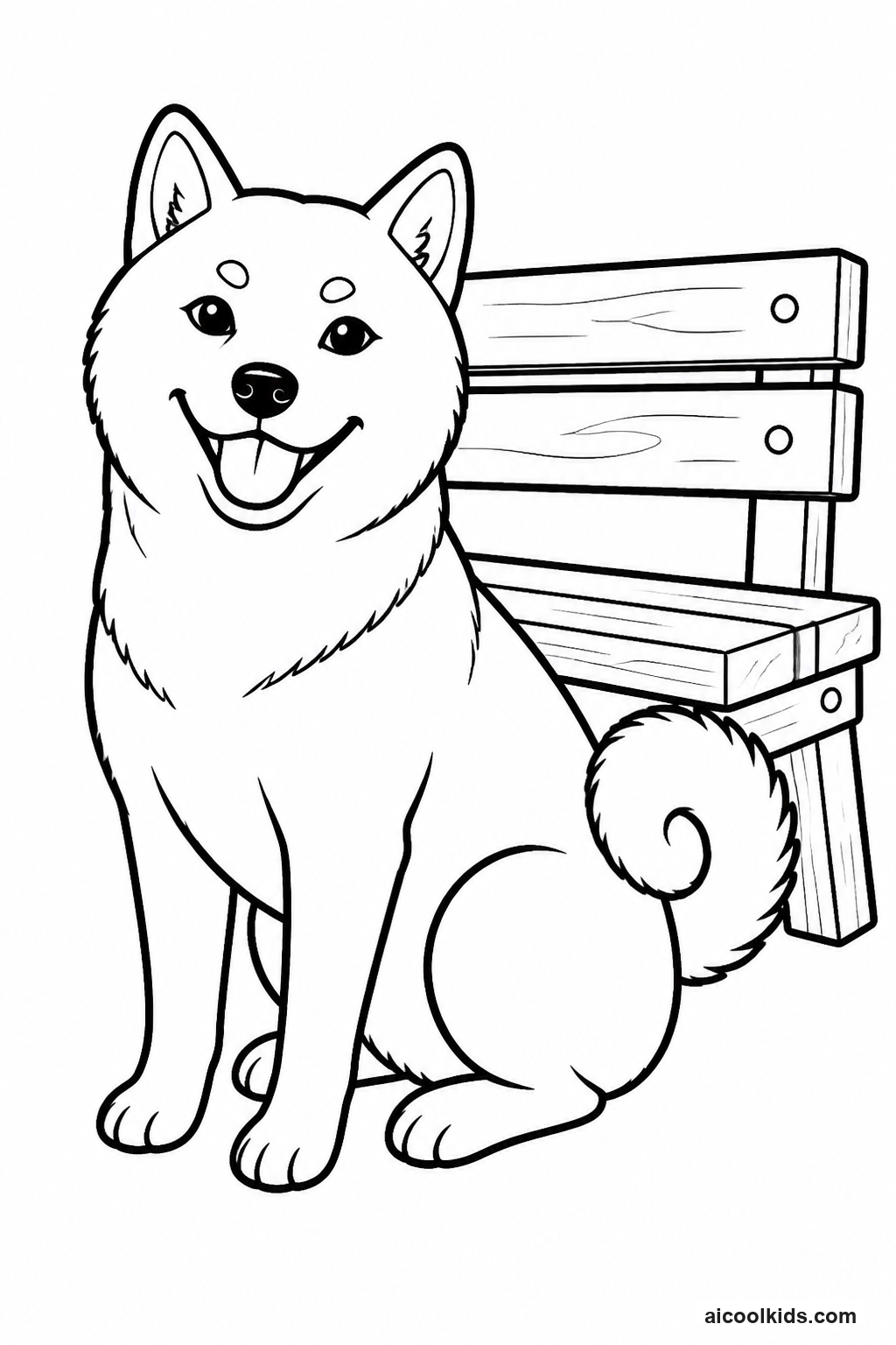Shiba Inu Smiling with Curled Tail free printable activity sheet