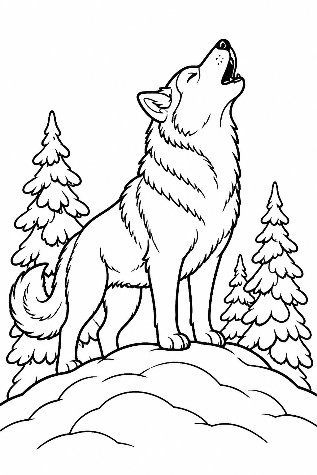 Siberian Husky Howling on Snowy Pine Hill free printable activity sheet