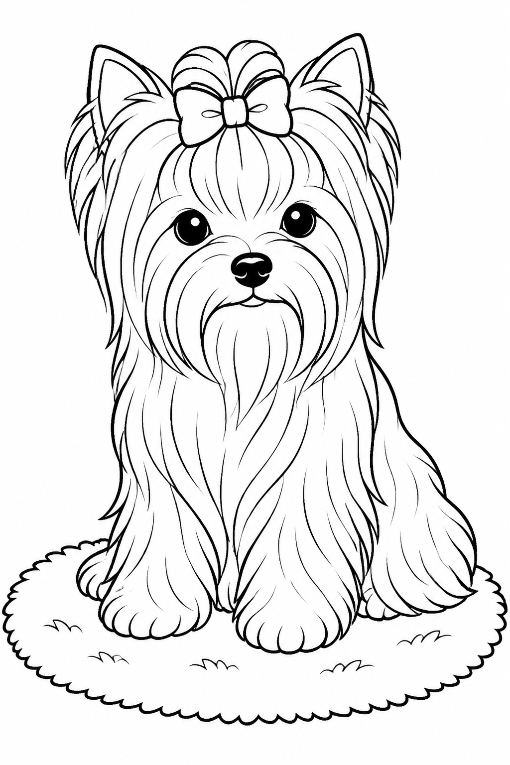 Yorkshire Terrier with Ribbon Hair Bow free printable activity sheet