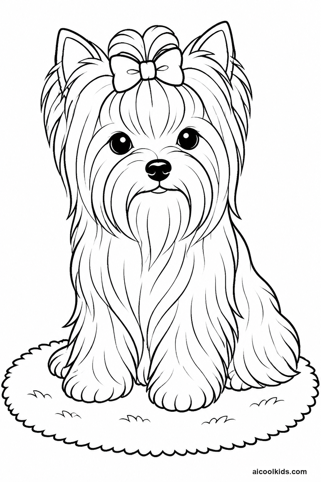 Yorkshire Terrier with Ribbon Hair Bow free printable activity sheet