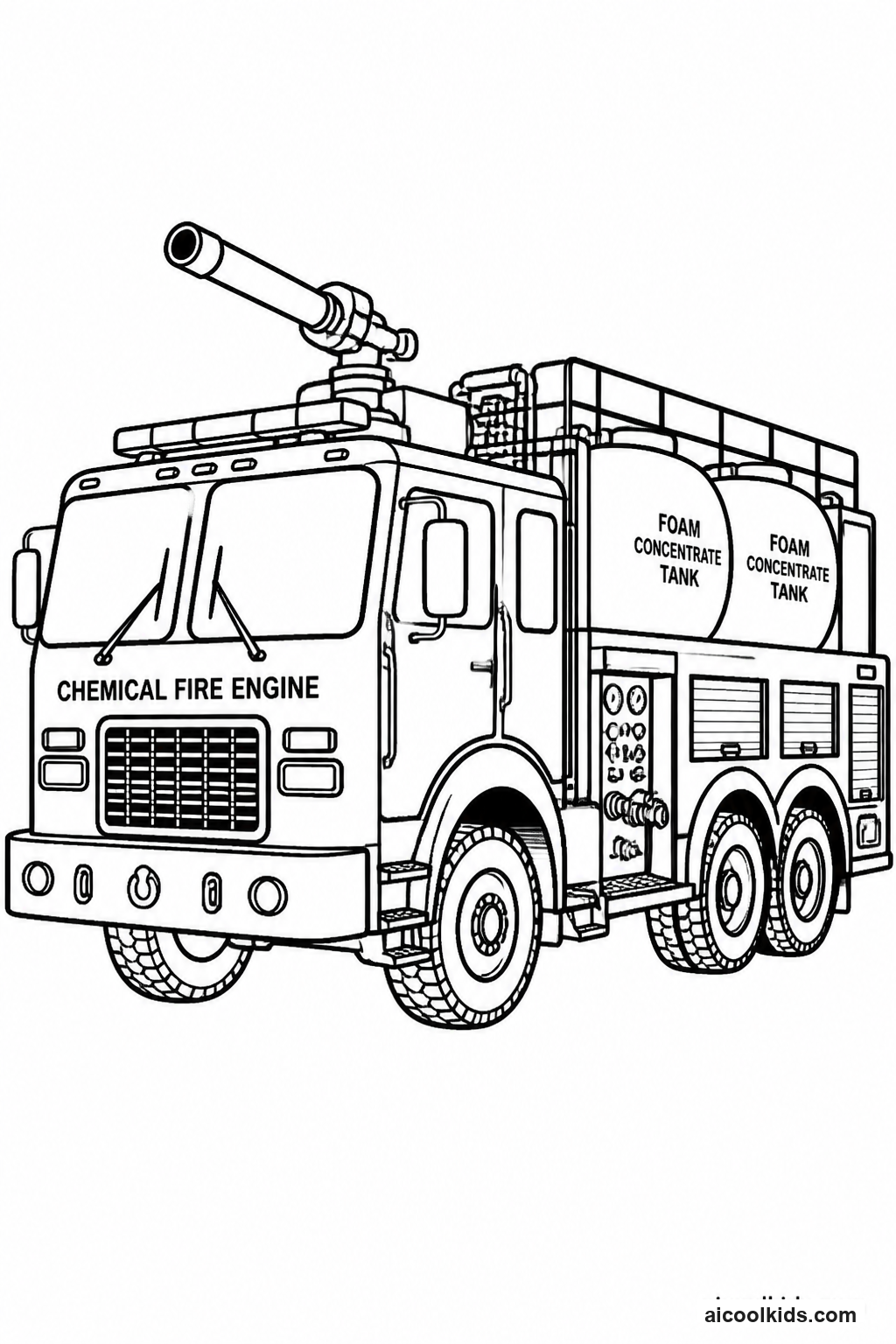 Industrial Foam Fire Truck with Foam Tanks free printable activity sheet