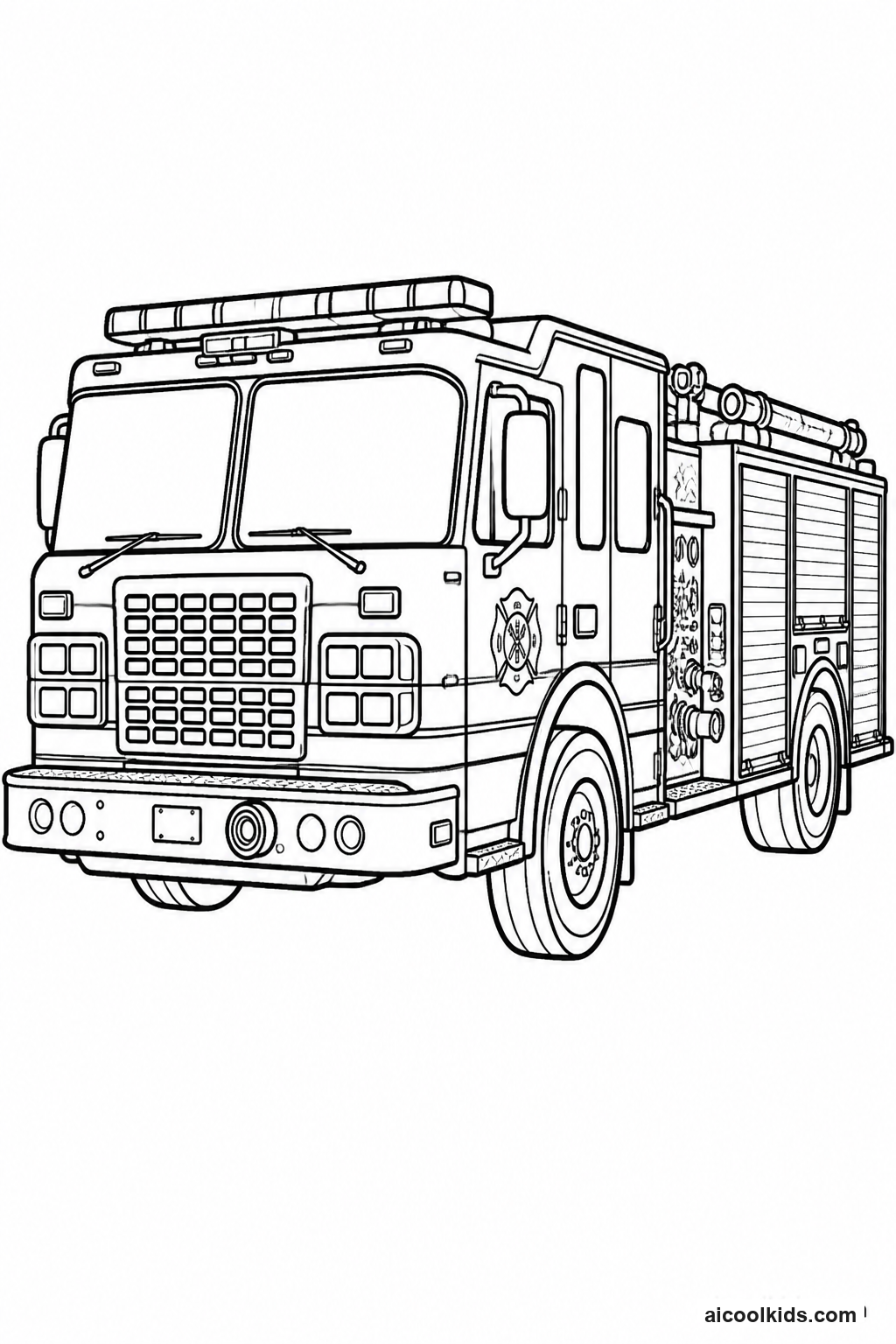 Modern City Fire Engine Responding with Lights free printable activity sheet