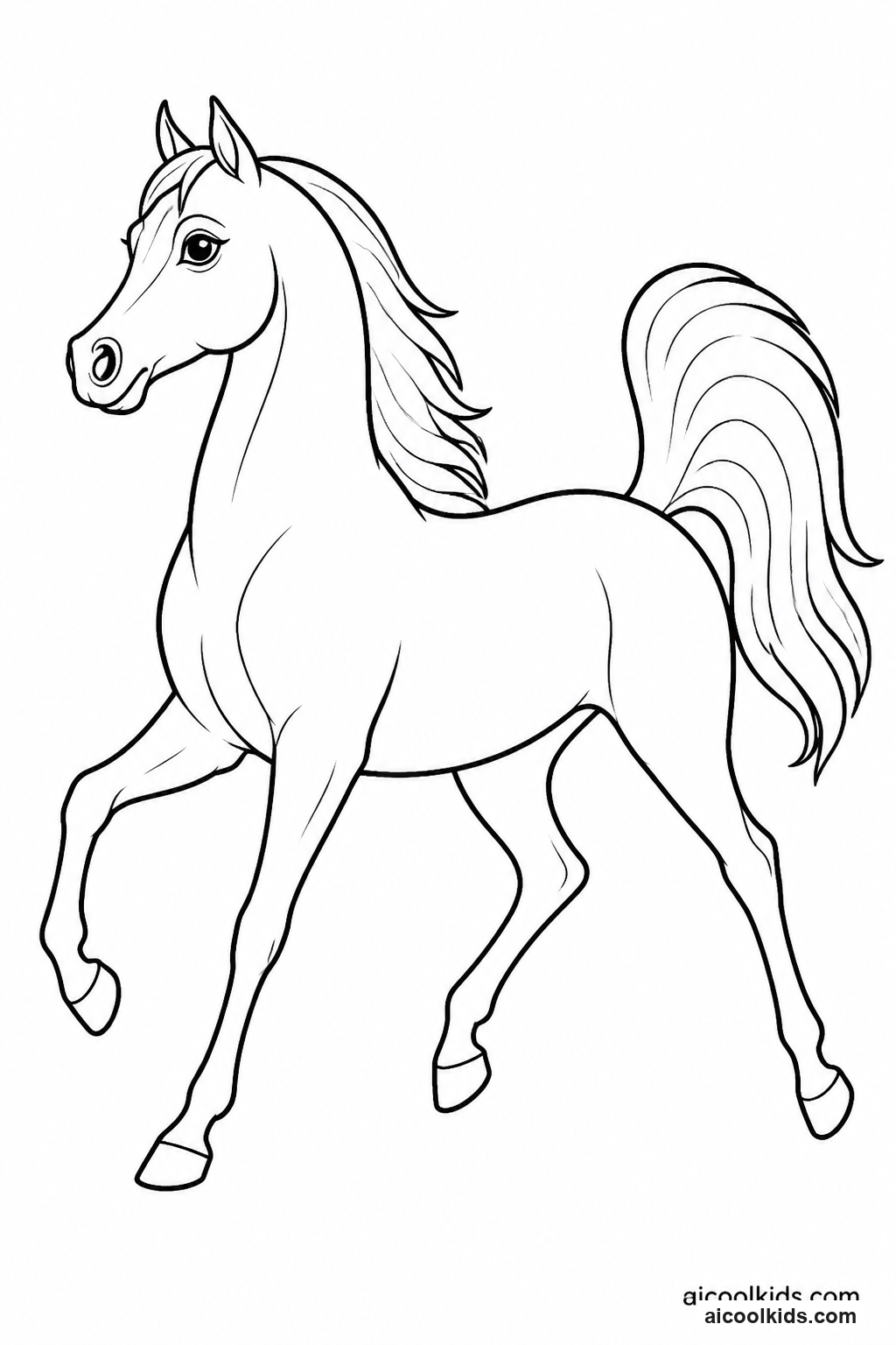 Elegant Arabian Horse with Arched Tail free printable activity sheet