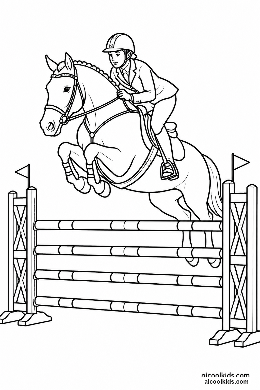 Show Jumper Clearing Tall Pole Barrier free printable activity sheet