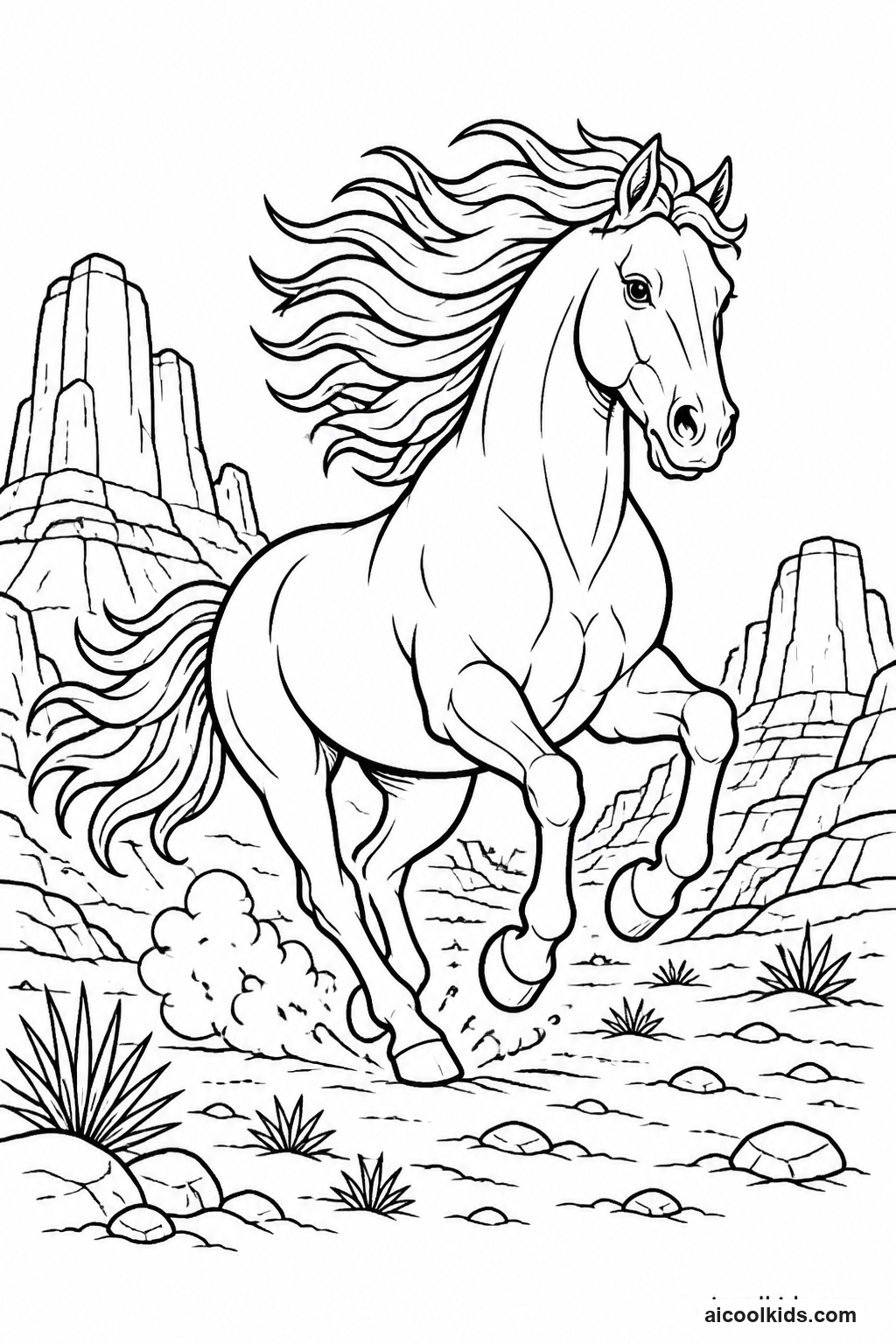 Wild Mustang Stallion Galloping Free free printable activity sheet