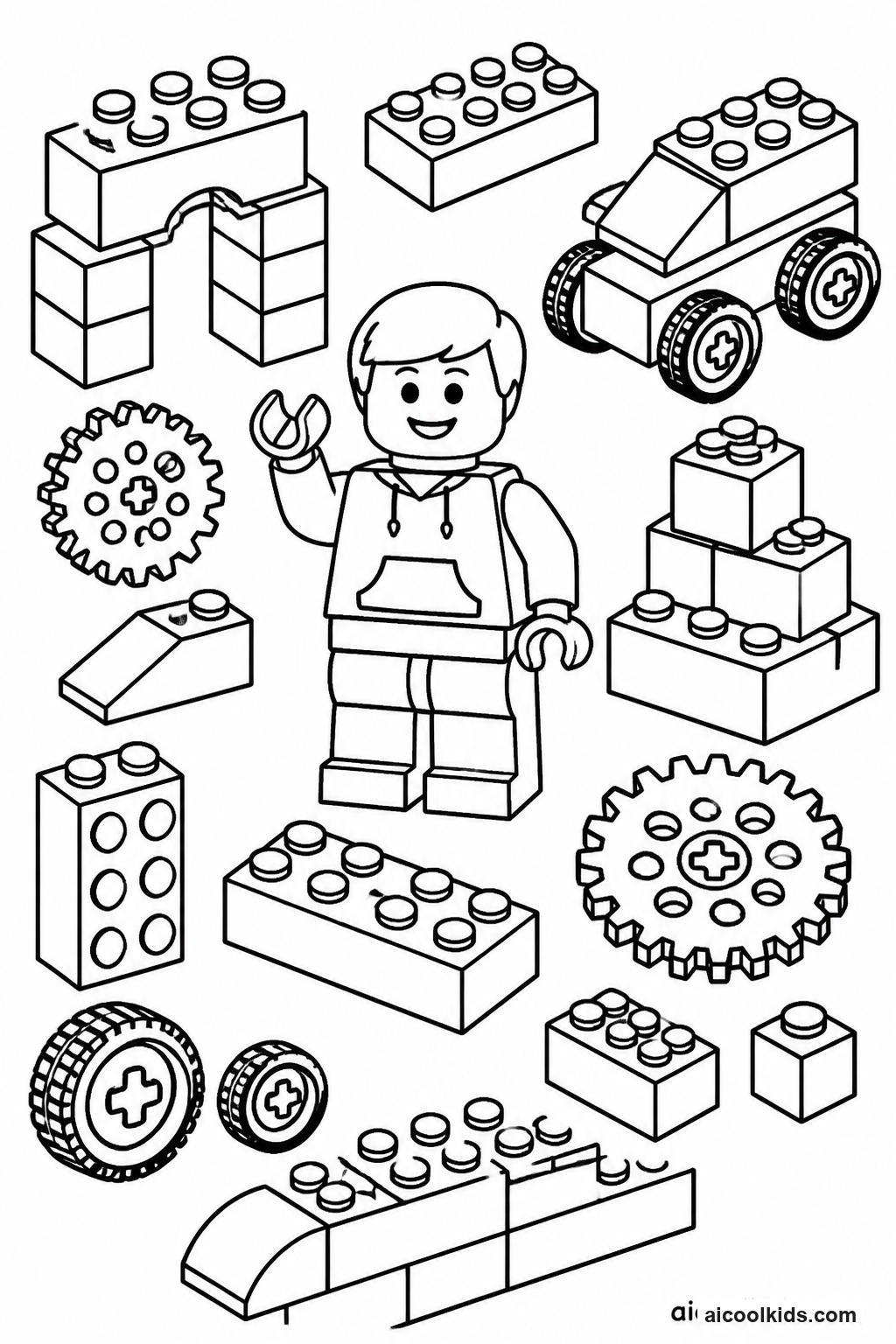 Creative Pile of Assorted Lego Bricks free printable activity sheet