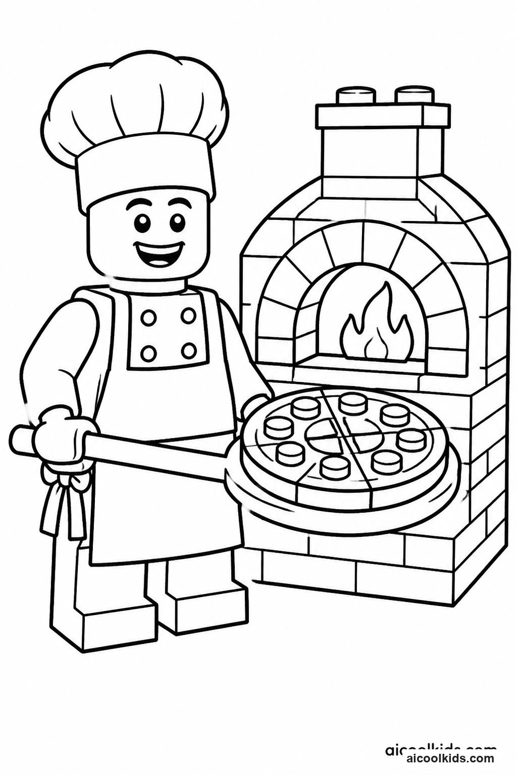 Lego Chef Sliding Pizza into Oven free printable activity sheet