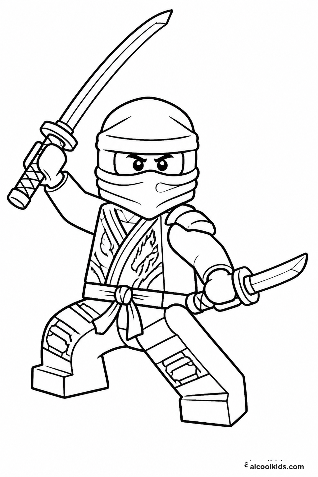 Lego Ninja Warrior with Dual Swords free printable activity sheet