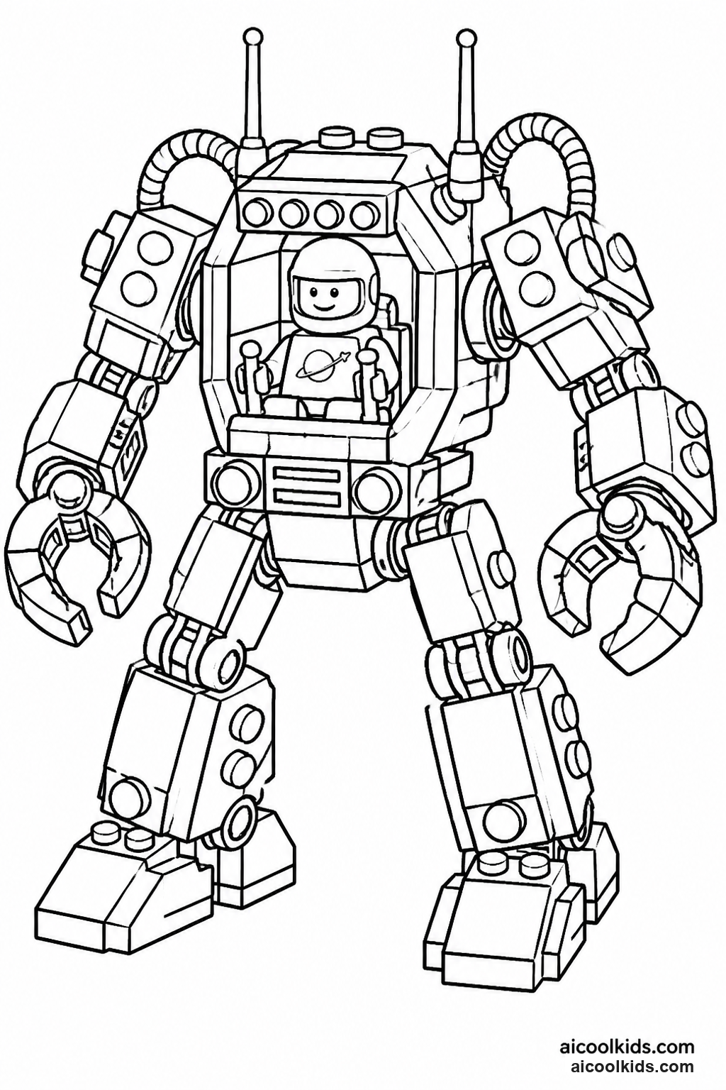 Lego Robotic Mecha Suit with Articulated Arms free printable activity sheet
