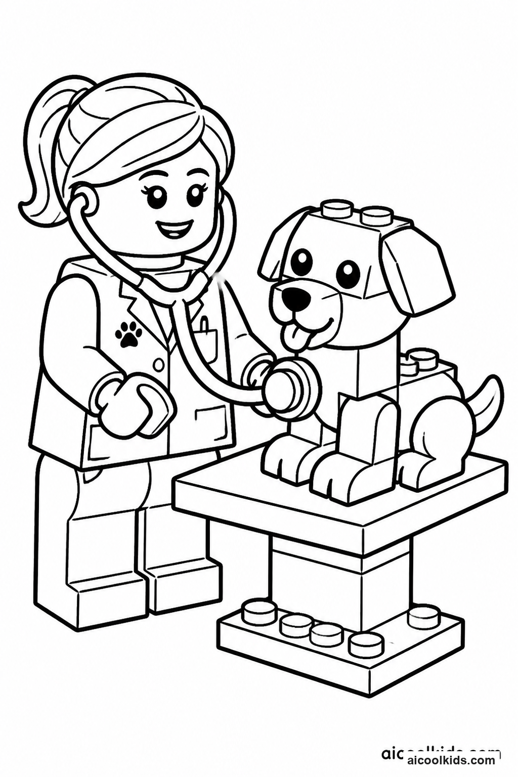 Lego Veterinarian Caring for Brick Puppy free printable activity sheet