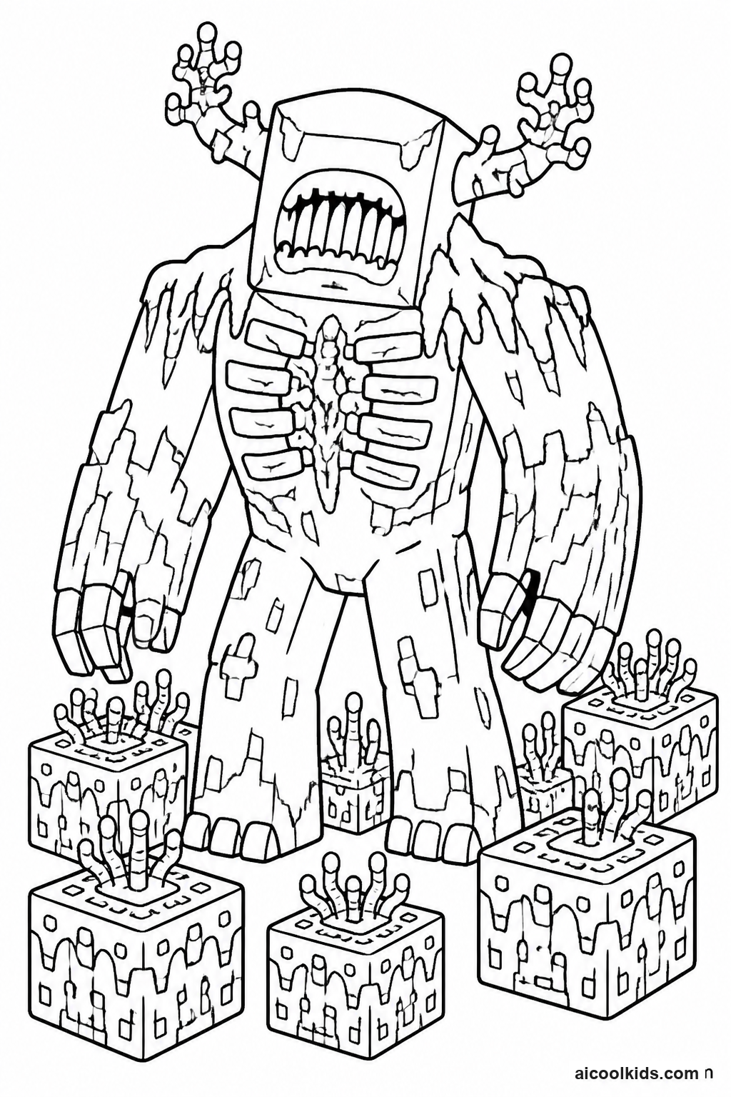 Ancient City Warden Emerging from Sculk Blocks free printable activity sheet