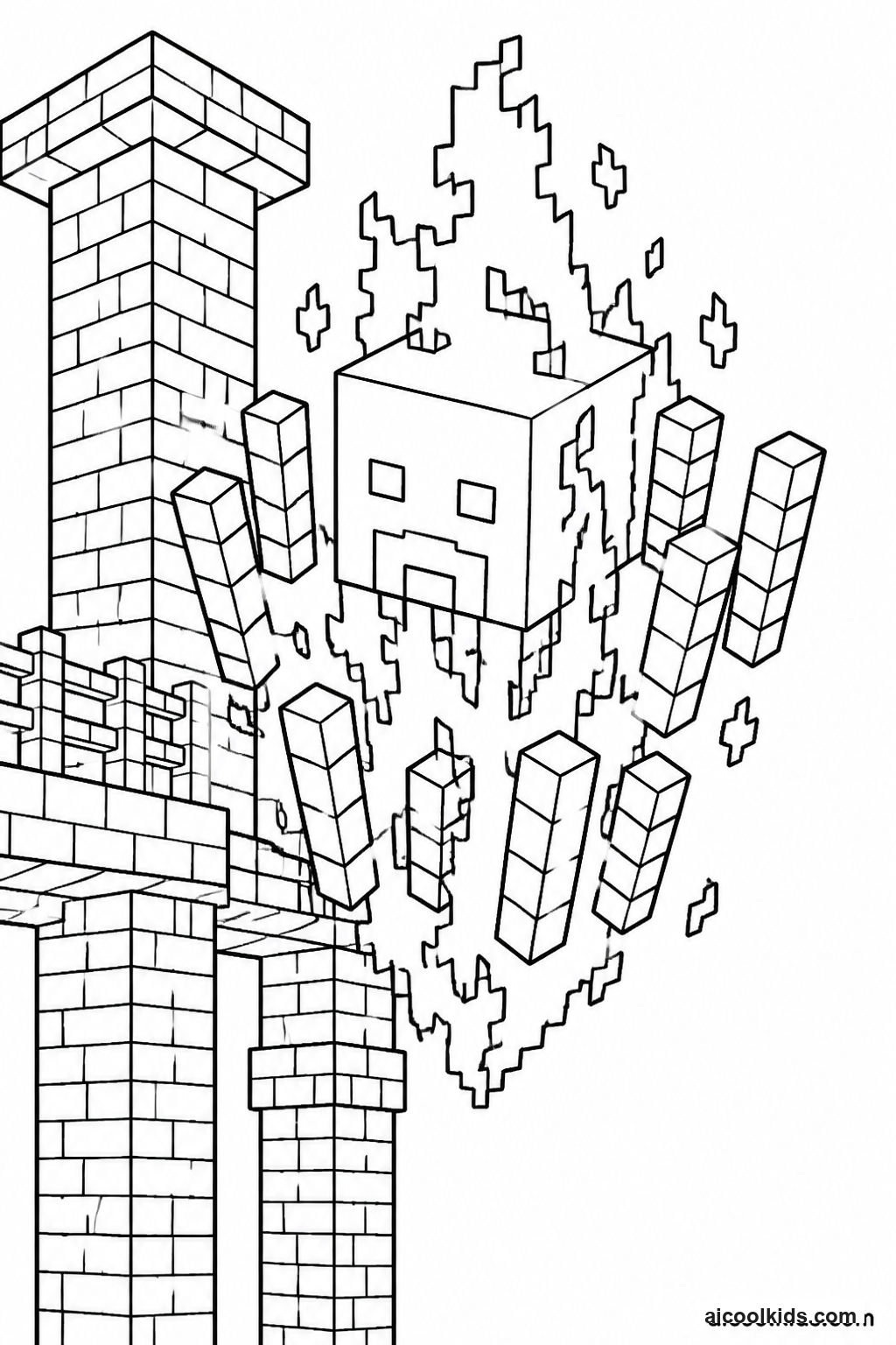 Blaze Mob Floating Near Nether Fortress free printable activity sheet