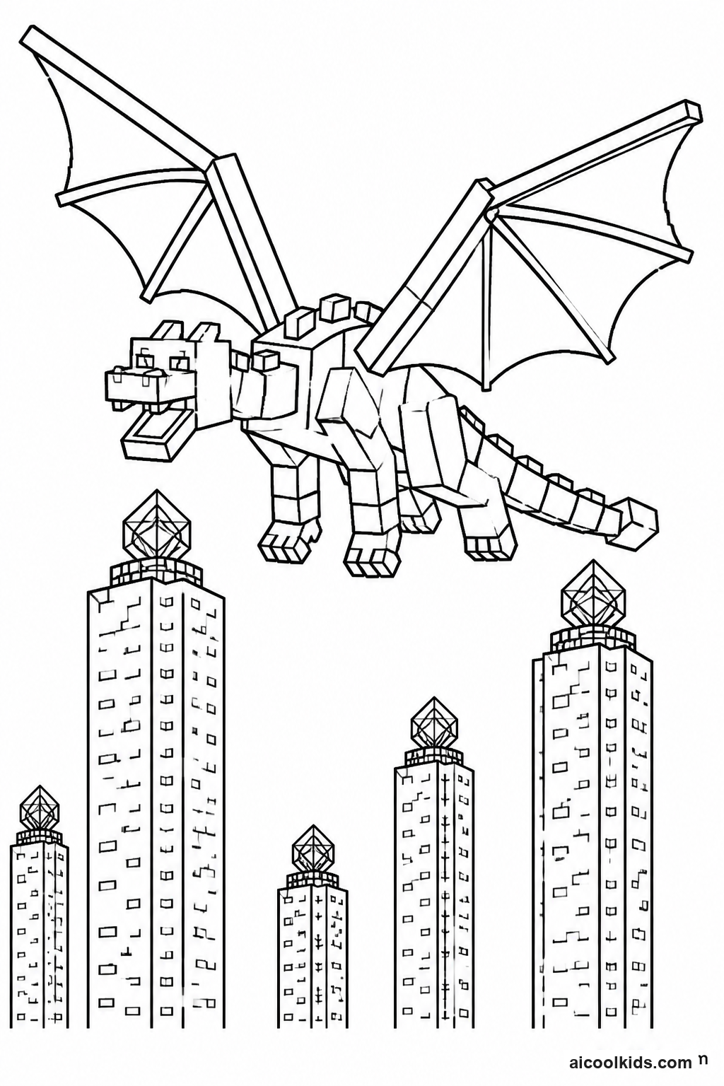 Ender Dragon Soaring Over Obsidian Pillars free printable activity sheet
