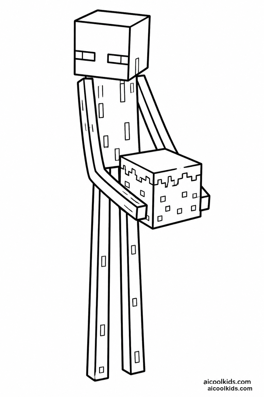 Enderman Holding Grass Block Under Night Sky free printable activity sheet