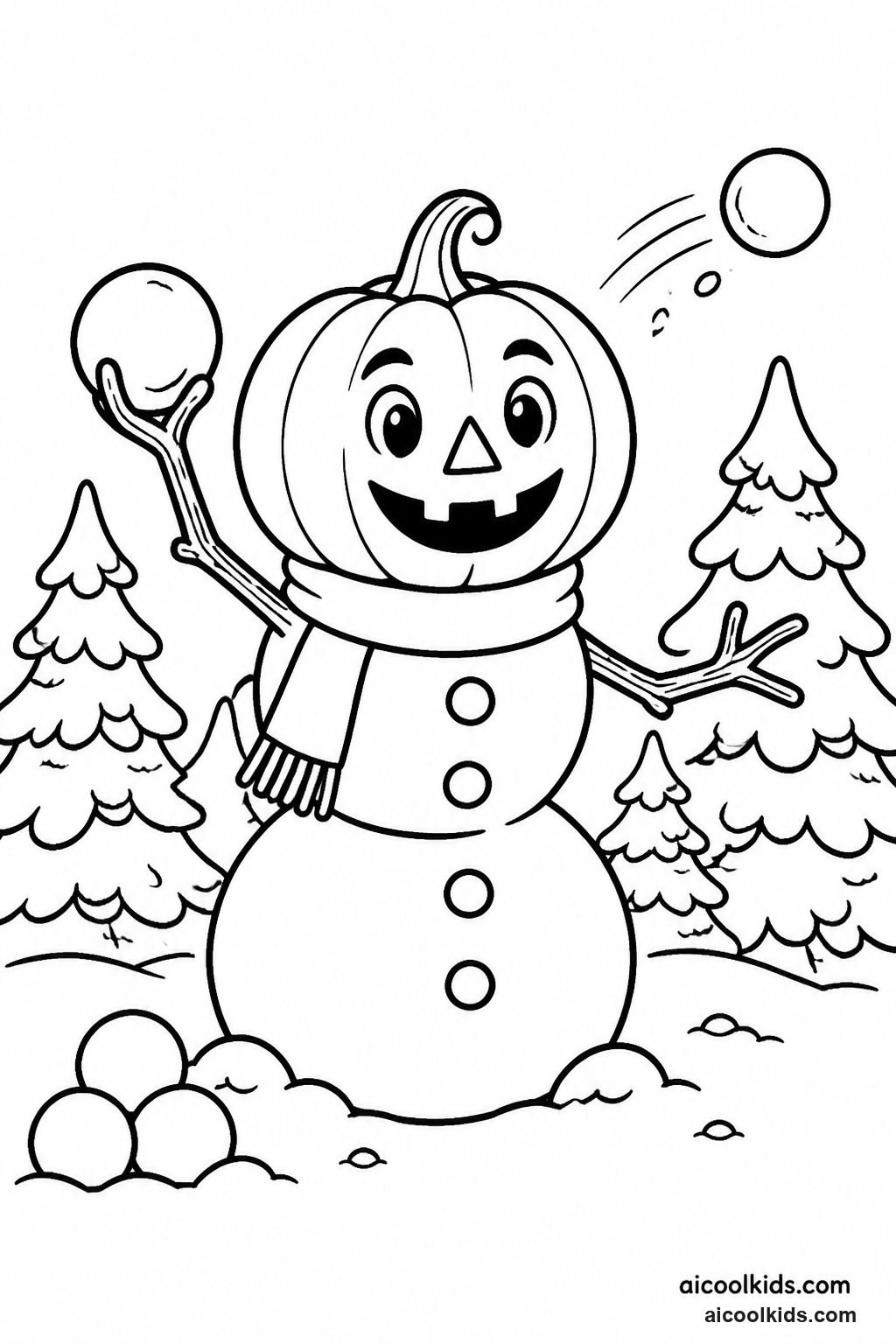 Snow Golem Throwing Snowballs in Winter Taiga free printable activity sheet