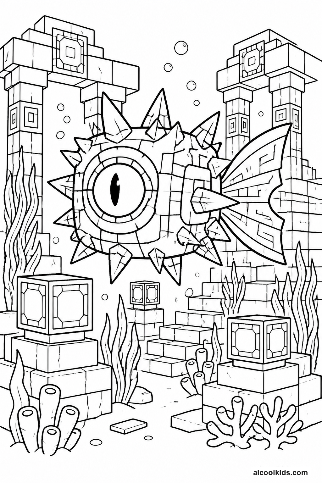 Swimming Guardian Fish Guarding Ocean Monument free printable activity sheet