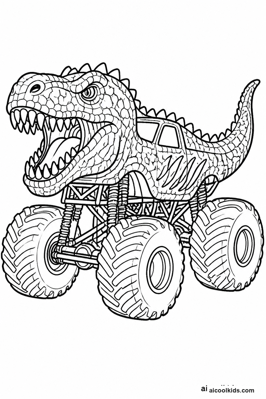 Dinosaur-Themed Monster Truck with Scales free printable activity sheet