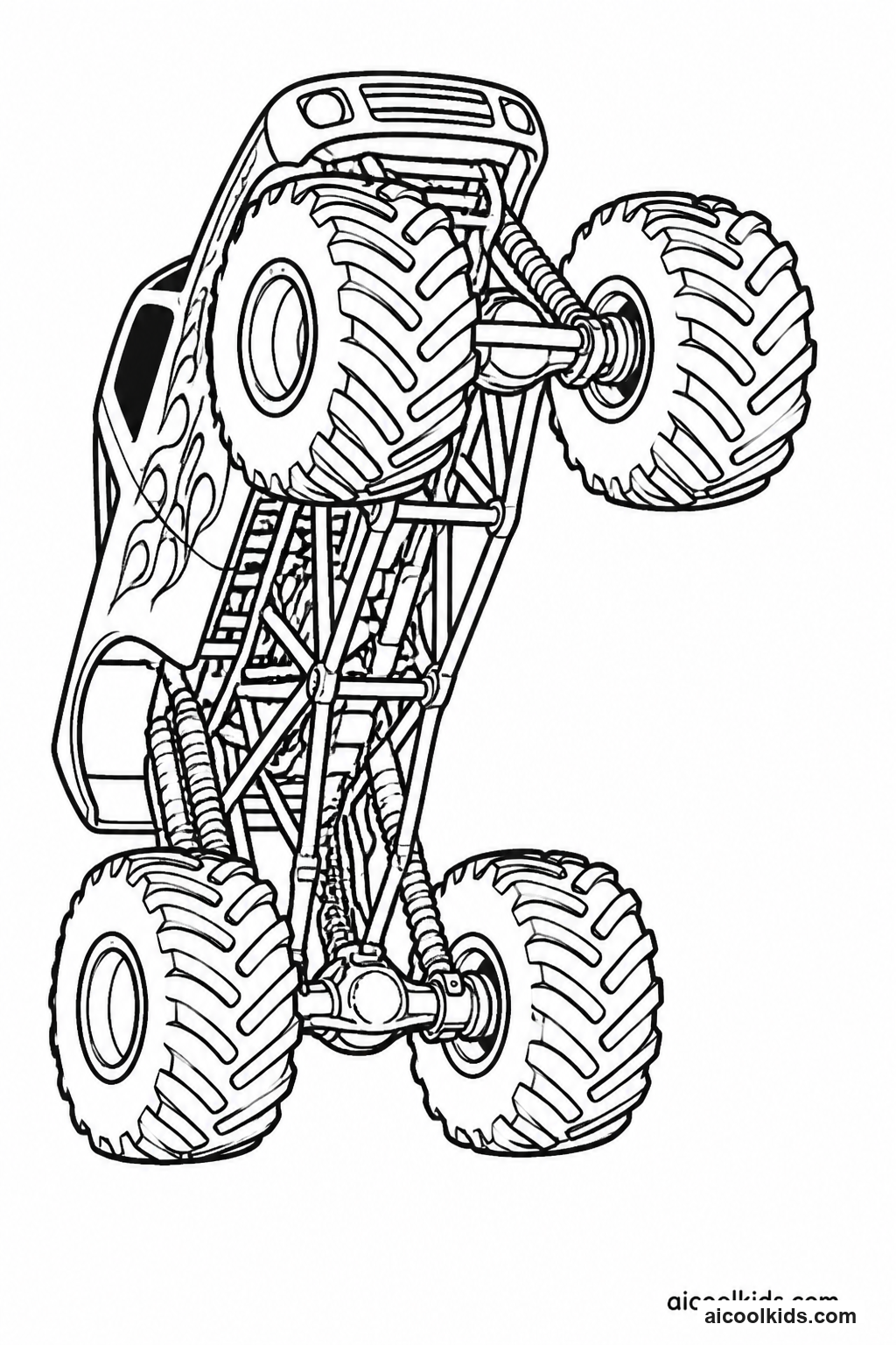 Monster Truck Balancing Vertical Wheelie free printable activity sheet