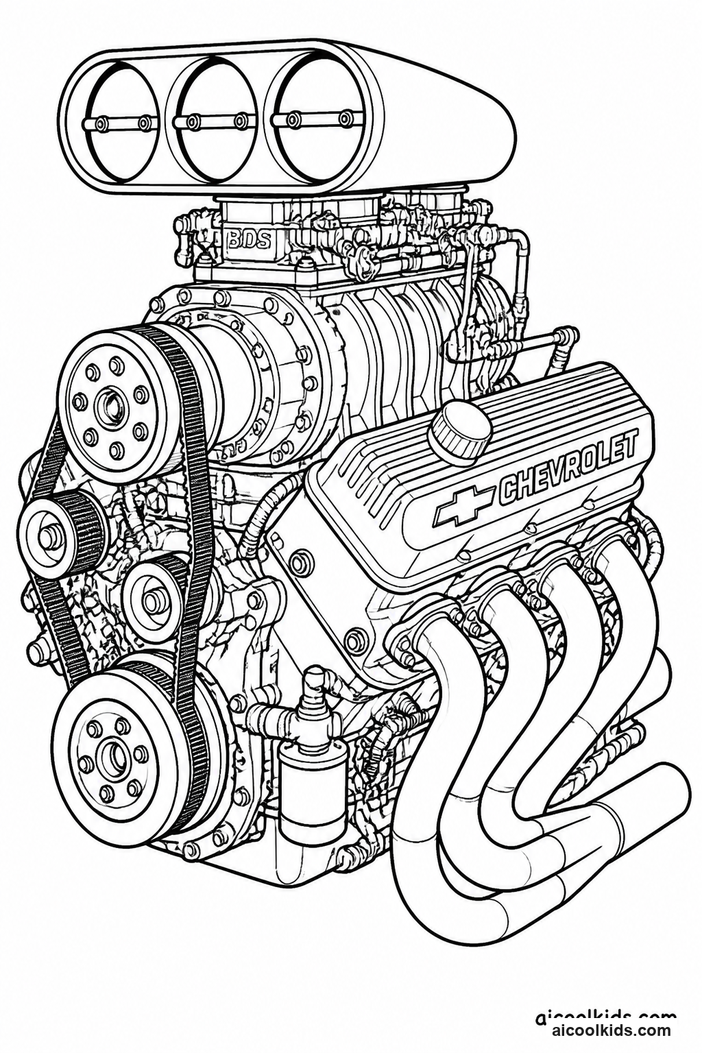 Monster Truck Engine with Supercharger free printable activity sheet