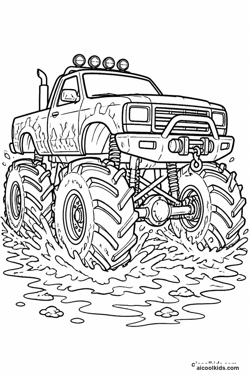 Mud Bogger Monster Truck in Deep Swamp free printable activity sheet