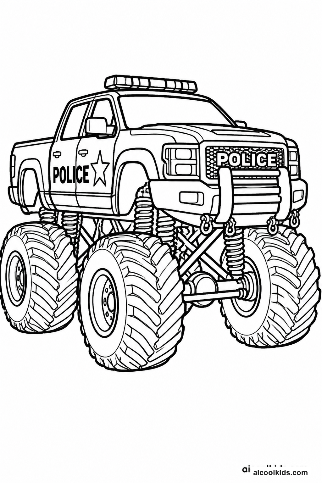Police Interceptor Monster Truck with Lightbar free printable activity sheet